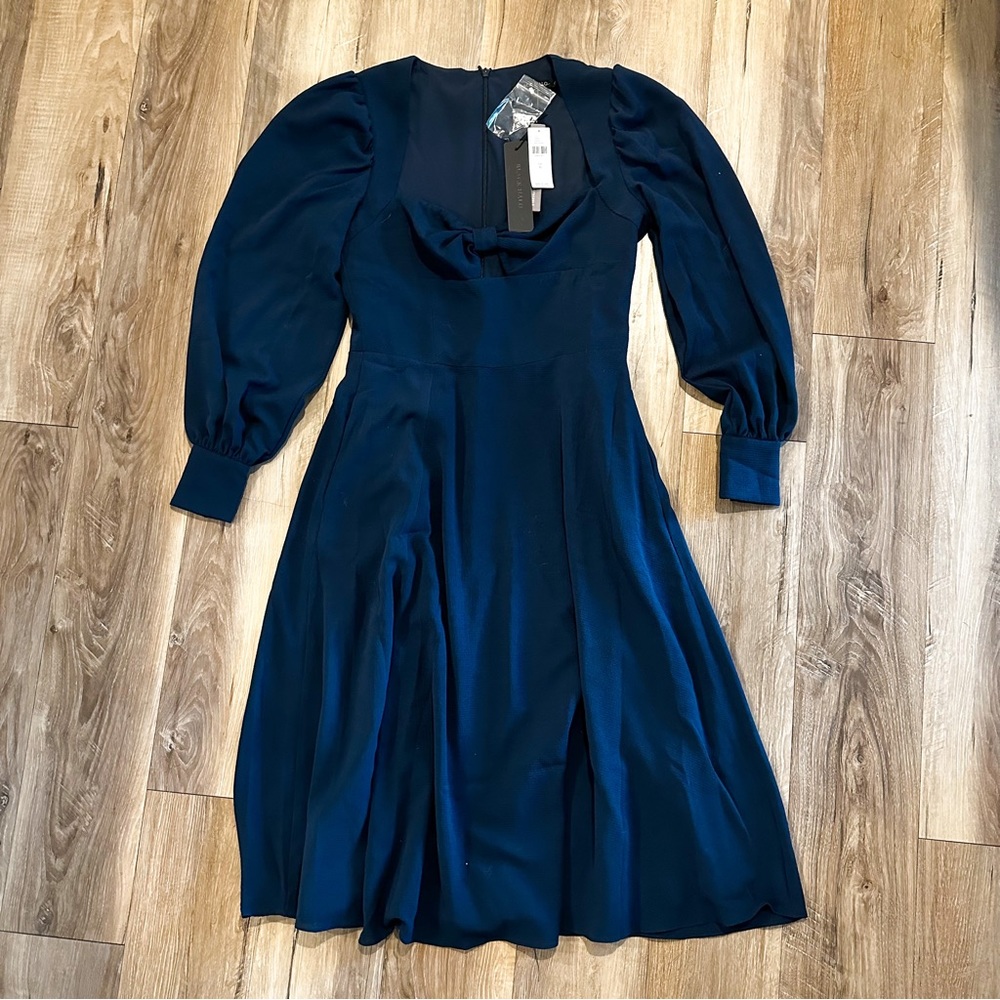 Anthropologie navy blue dress